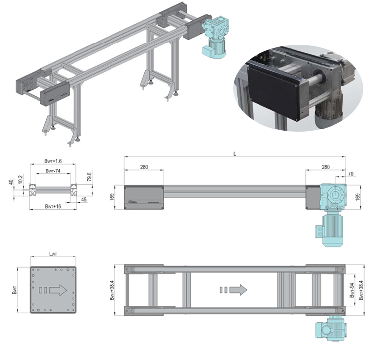 modular assembly line belt conveyor